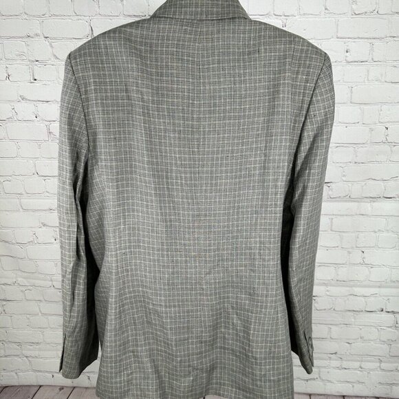 Brooks Brothers Gray Plaid 100% Linen Three Button Blazer Jacket Women’s Size 16 - Picture 4 of 8